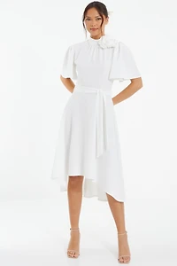 Quiz Women's Flower Detail Dip Hem Dress