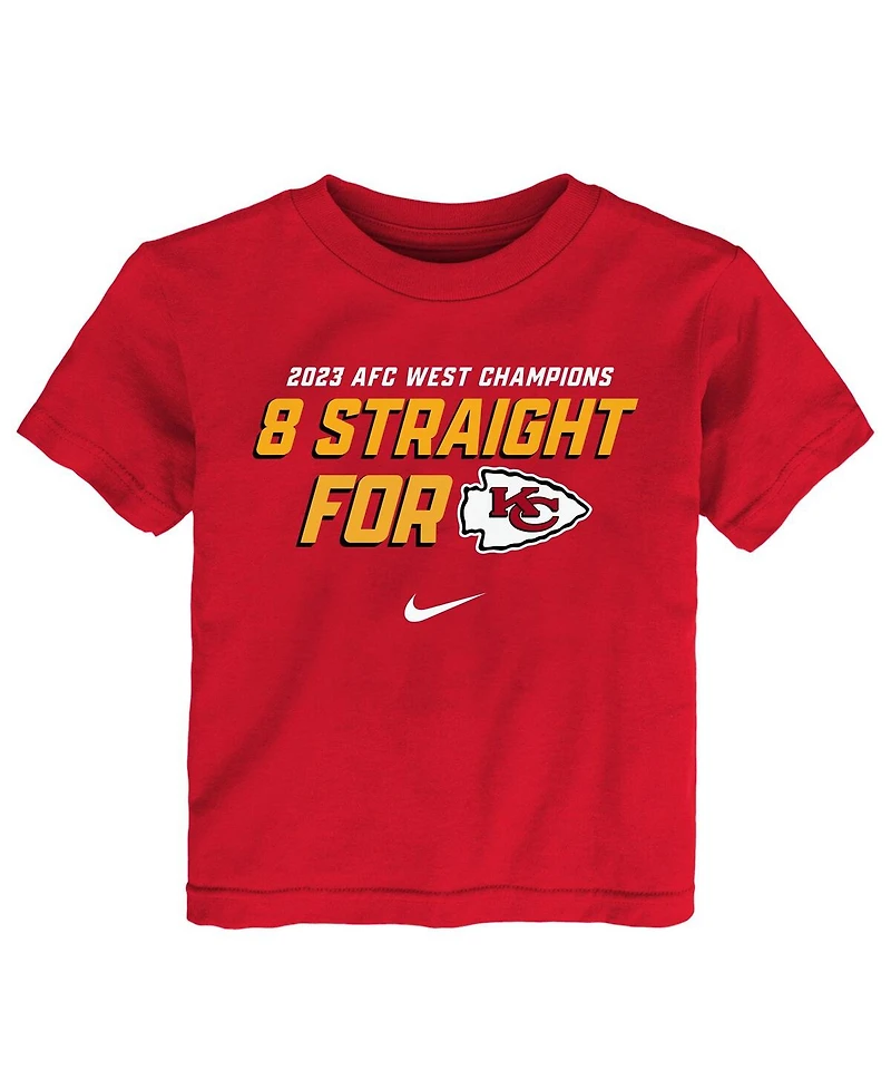 Toddler Boys and Girls Nike Red Kansas City Chiefs Eight-Time Afc West Division Champions T-shirt