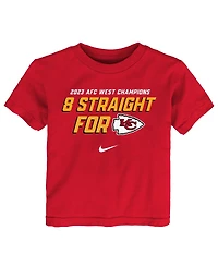 Toddler Boys and Girls Nike Red Kansas City Chiefs Eight-Time Afc West Division Champions T-shirt