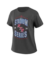 Women's Wear by Erin Andrews Charcoal New York Rangers 2024 Nhl Stadium Series Boyfriend T-shirt