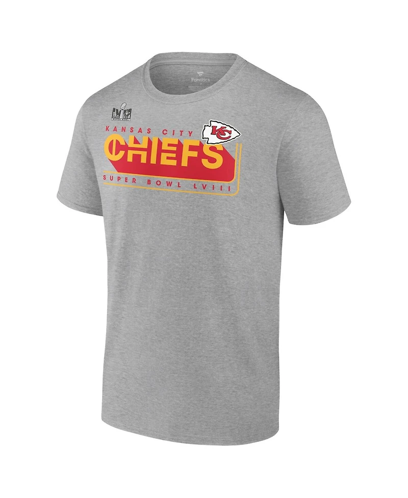 Men's Fanatics Heather Gray Kansas City Chiefs 2023 Afc Champions Two-Sided Roster Big and Tall T-shirt