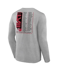 Men's Fanatics Heather Gray San Francisco 49ers Super Bowl Lviii Two-Side Roster Big and Tall Long Sleeve T-shirt