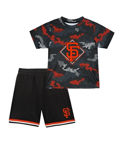 Toddler Boys and Girls Fanatics Black San Francisco Giants Field Ball T-shirt and Shorts Set