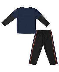 Toddler Boys and Girls Colosseum Navy, Black Illinois Fighting Illini Long Sleeve T-shirt Pants Set