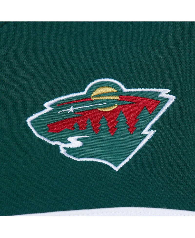 Men's Mitchell & Ness Cream, Green Minnesota Wild Head Coach Pullover Hoodie