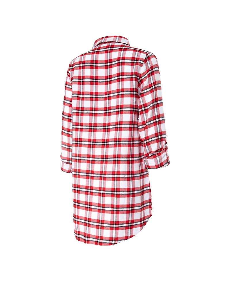 Women's Concepts Sport Red Tampa Bay Buccaneers Sienna Plaid Full-Button Long Sleeve Nightshirt