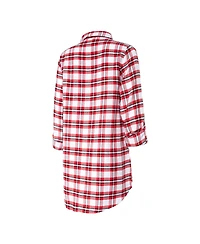 Women's Concepts Sport Red Tampa Bay Buccaneers Sienna Plaid Full-Button Long Sleeve Nightshirt