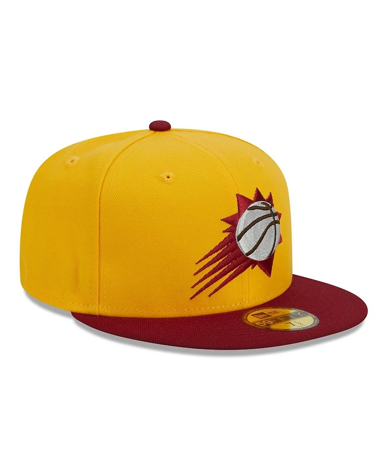 Men's New Era Yellow, Red Phoenix Suns Fall Leaves 2-Tone 59FIFTY Fitted Hat