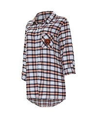 Women's Concepts Sport Navy Chicago Bears Sienna Plaid Full-Button Long Sleeve Nightshirt