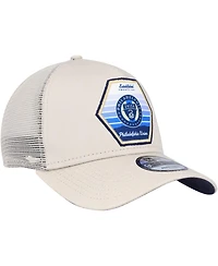 Men's New Era Cream Philadelphia Union Established Patch 9FORTY A-Frame Trucker Adjustable Hat