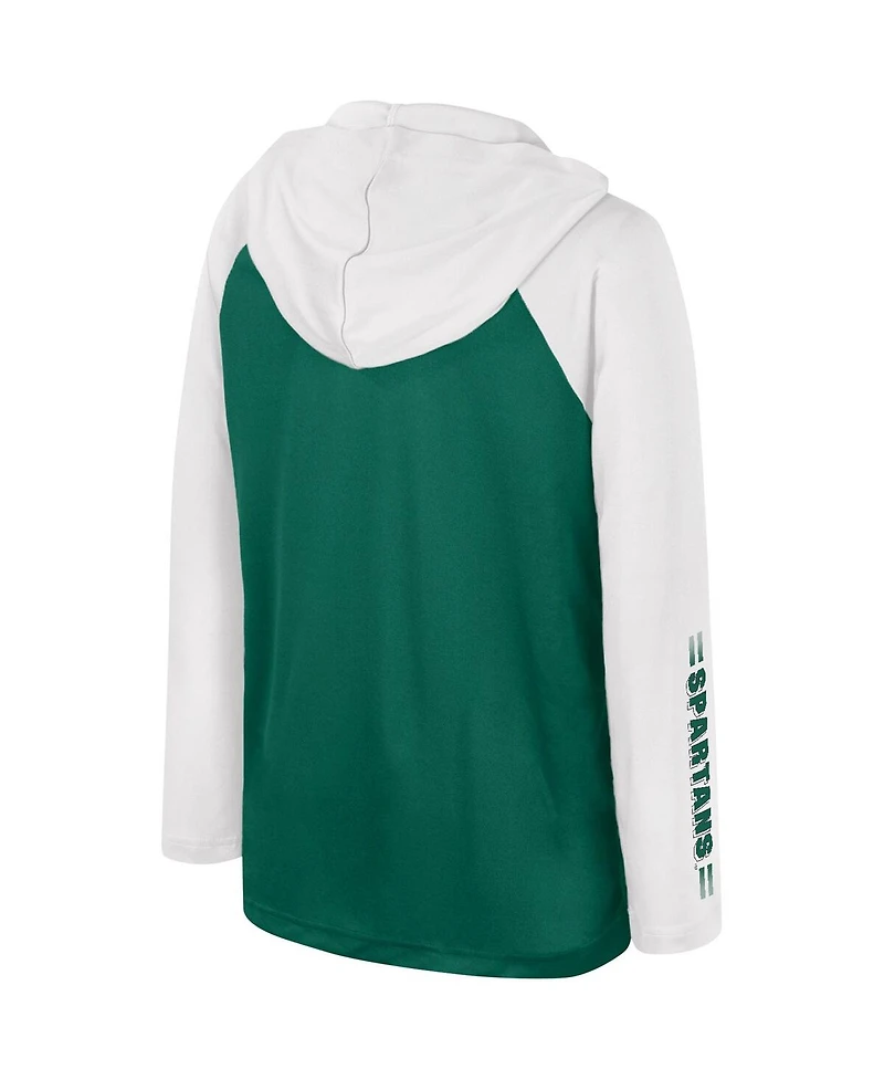 Big Boys Colosseum Green Michigan State Spartans Eddie Multi-Hit Raglan Long Sleeve Hoodie T-shirt