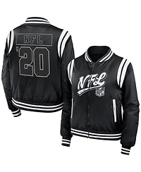 Women's Wear by Erin Andrews Black Shield Merchandise Bomber Full-Zip Jacket