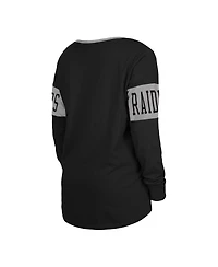 Women's New Era Black Las Vegas Raiders Lace-Up Notch Neck Long Sleeve T-shirt