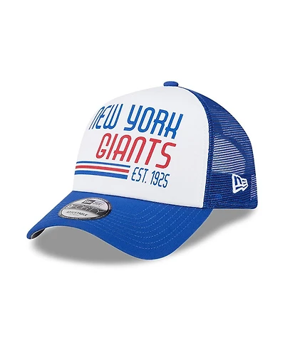 Men's New Era White, Royal New York Giants Stacked A-Frame Trucker 9FORTY Adjustable Hat