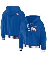 Women's Wear by Erin Andrews Royal Buffalo Bills Lace-Up Pullover Hoodie