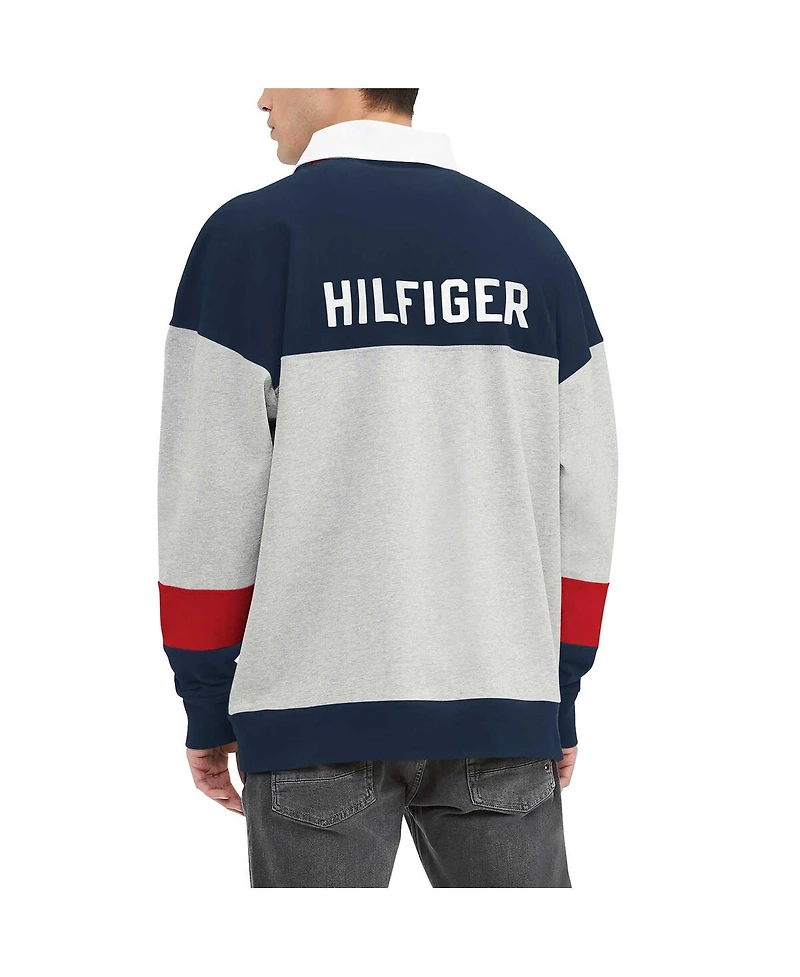 Men's Tommy Hilfiger Navy New England Patriots Connor Oversized Rugby Long Sleeve Polo Shirt