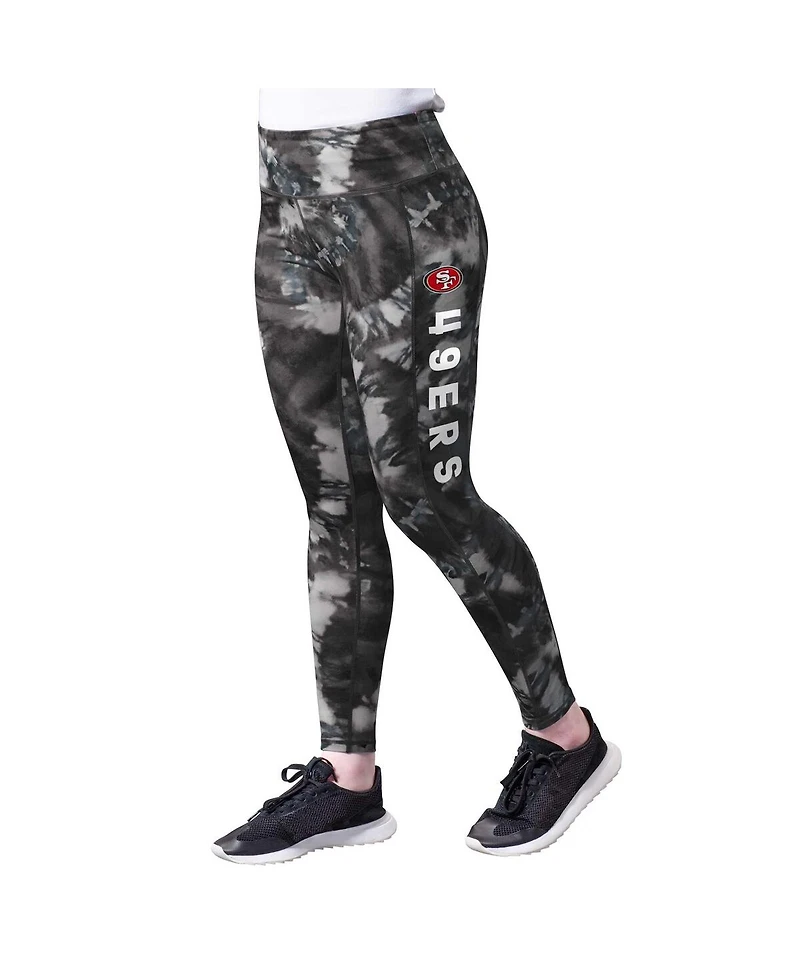Women's Msx by Michael Strahan Black San Francisco 49ers Aubrey Tie-Dye Leggings