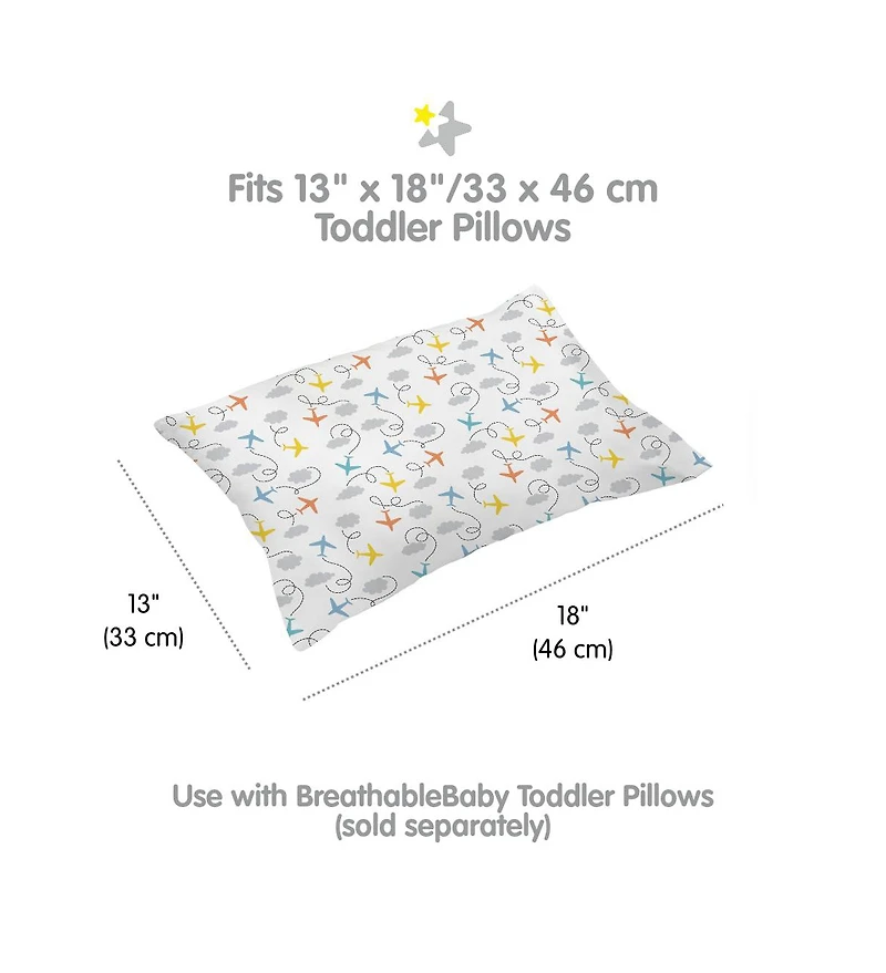 Breathable Baby Cotton Percale Pillowcase, For 13" x 18" Toddler Pillow