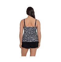 Longitude by Mimi Flamingo Women's Super Sleek Ruffle Faux Shortini Swimsuit