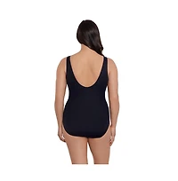 Women's Longitude Side Tie Draped Surplice One-Piece Swimsuit