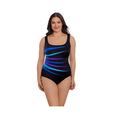 Longitude by Mimi Flamingo Women's 7-Fold Fan Tank One-Piece Swimsuit