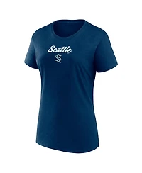 Women's Fanatics Navy, Gray Seattle Kraken Script T-shirt and Shorts Set