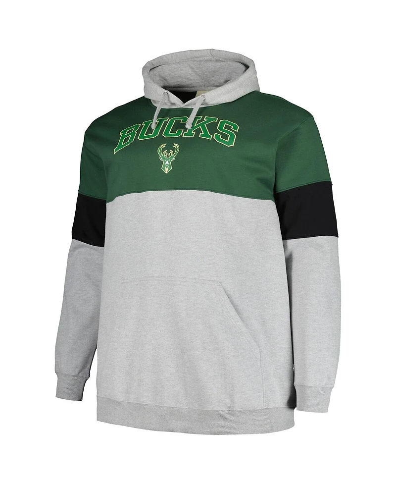 Men's Fanatics Hunter Green, Black Milwaukee Bucks Big and Tall Pullover Hoodie