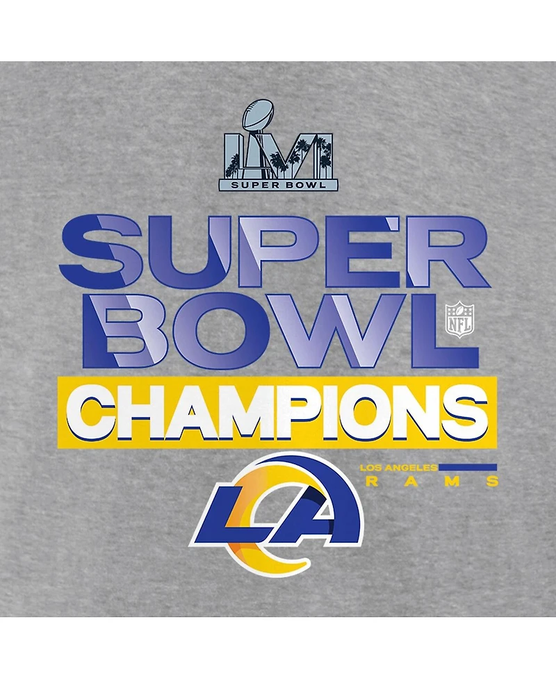 Women's Fanatics Heathered Gray Los Angeles Rams Super Bowl Lvi Champions Locker Room Trophy Collection Pullover Hoodie