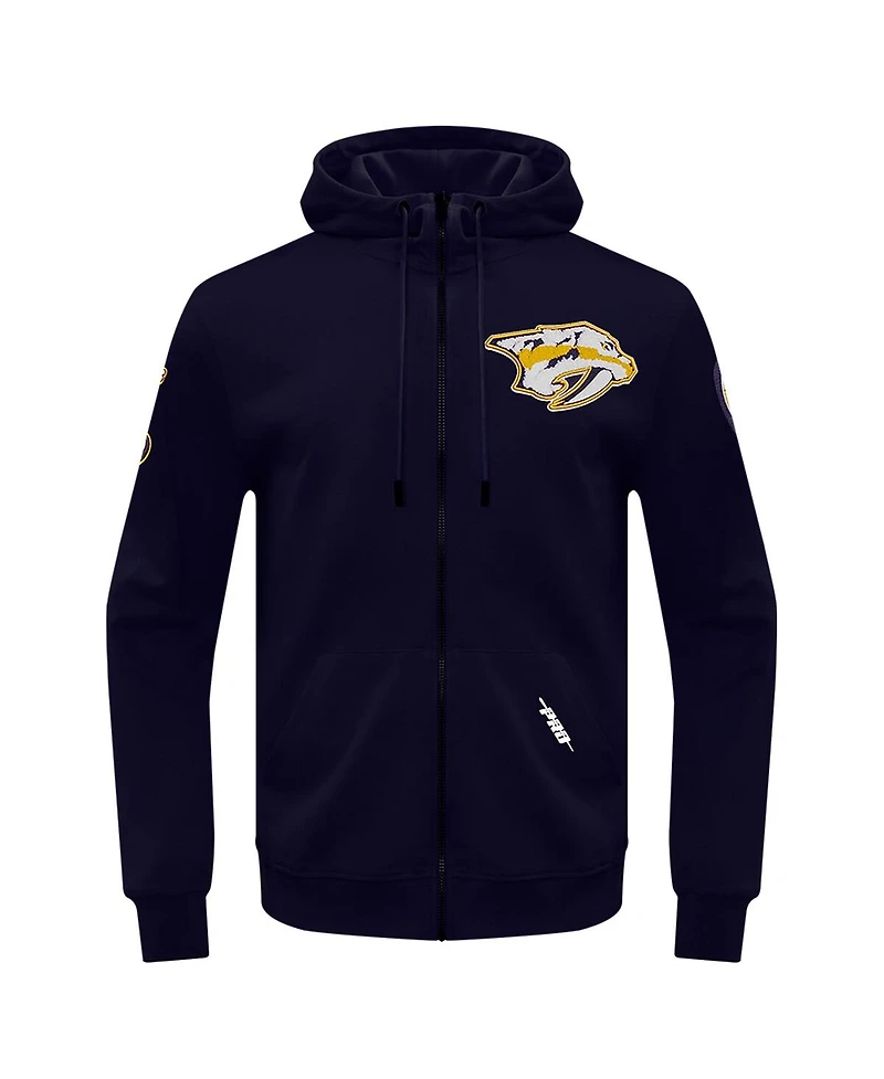 Men's Pro Standard Navy Nashville Predators Classic Chenille Full-Zip Hoodie Jacket