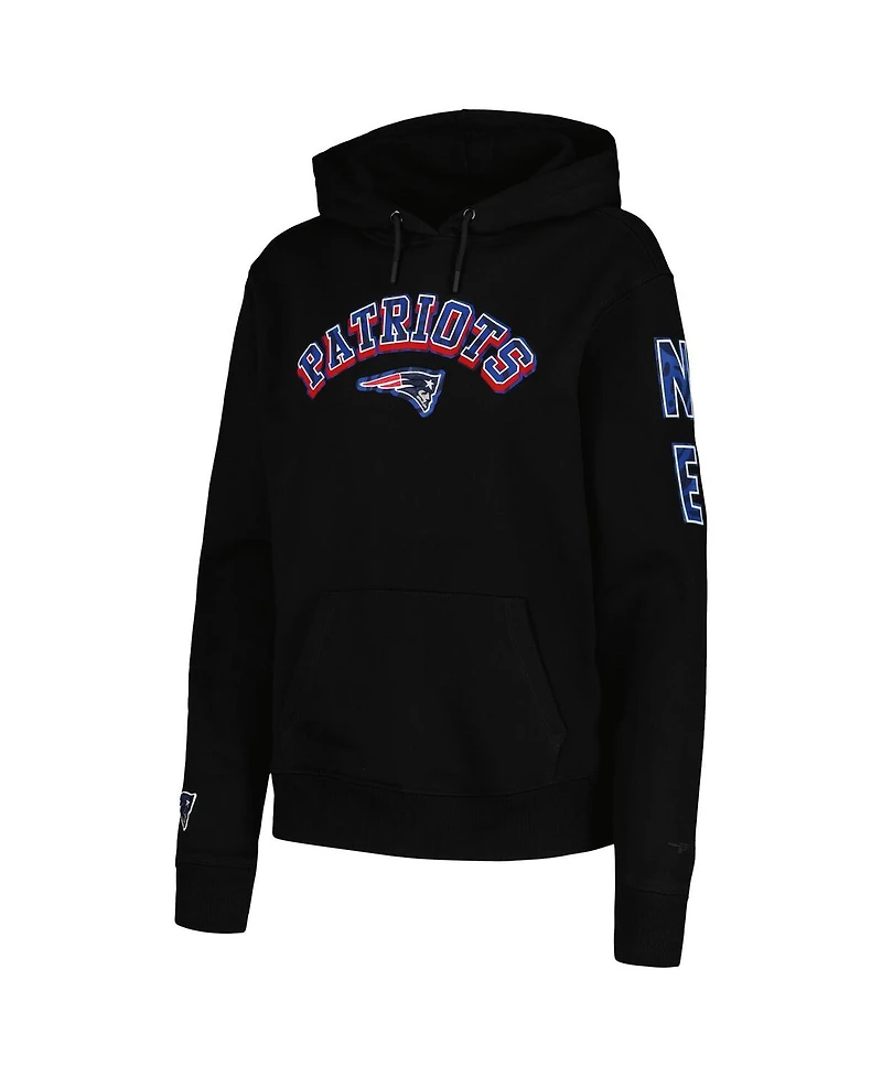 Women's Pro Standard Black New England Patriots Animal Print Fleece Pullover Hoodie
