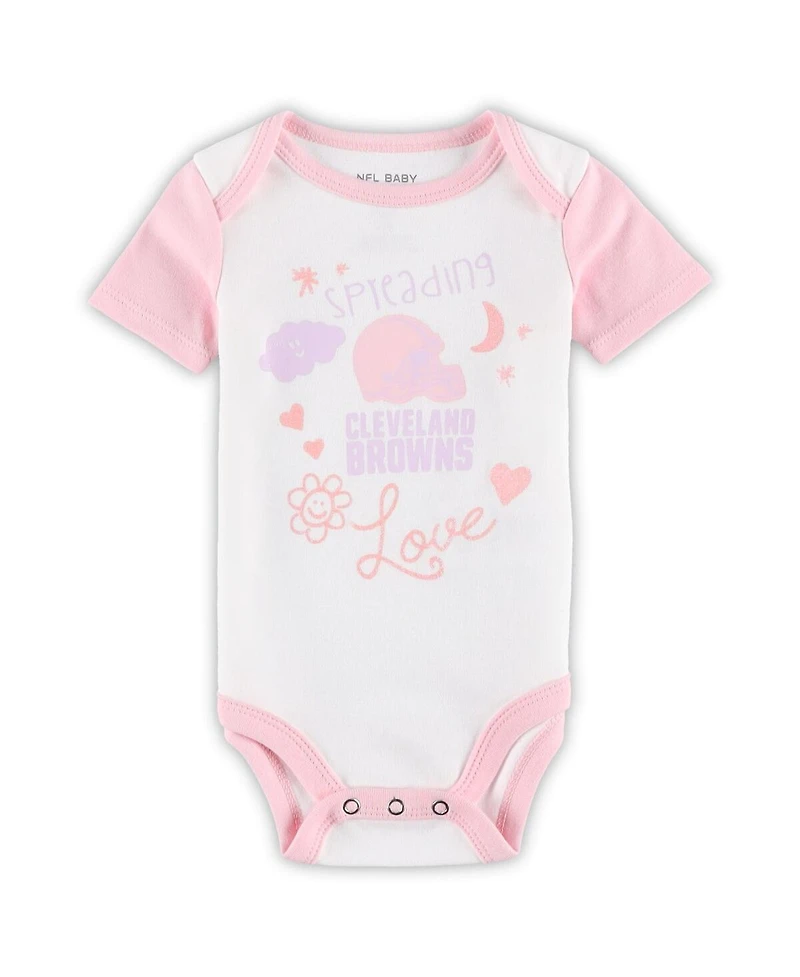 Baby Girls White Cleveland Browns Spreading Love Bodysuit and Tutu Leggings Set