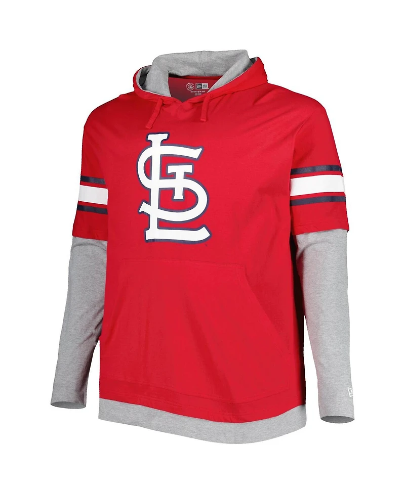 Men's New Era Red St. Louis Cardinals Big and Tall Twofer Pullover Hoodie