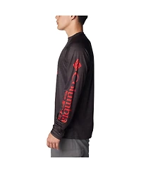 Men's Columbia Heather Charcoal Georgia Bulldogs Pfg Terminal Tackle Omni-Shade Raglan Long Sleeve T-shirt