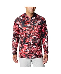 Men's Columbia Black Georgia Bulldogs Pfg Terminal Tackle Omni-Shade Rippled Long Sleeve Hooded T-shirt