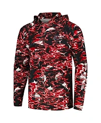 Men's Columbia Black South Carolina Gamecocks Pfg Terminal Tackle Omni-Shade Rippled Long Sleeve Hooded T-shirt