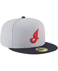 Men's New Era Gray Cleveland Guardians Cooperstown Collection Wool 59FIFTY Fitted Hat
