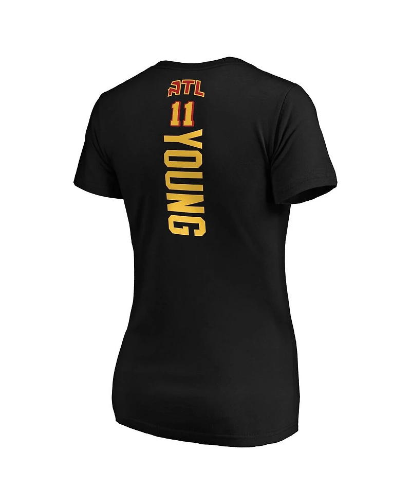Women's Fanatics Trae Young Black Atlanta Hawks Playmaker Name and Number V-Neck T-shirt