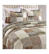 MarCielo 3 Piece Quilted Bedspread Quilt Set Lightweight Bedspread Cheetah