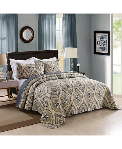 MarCielo 3 Piece Quilted Bedspread Quilt Set Lightweight Bedspread A16 - Queen