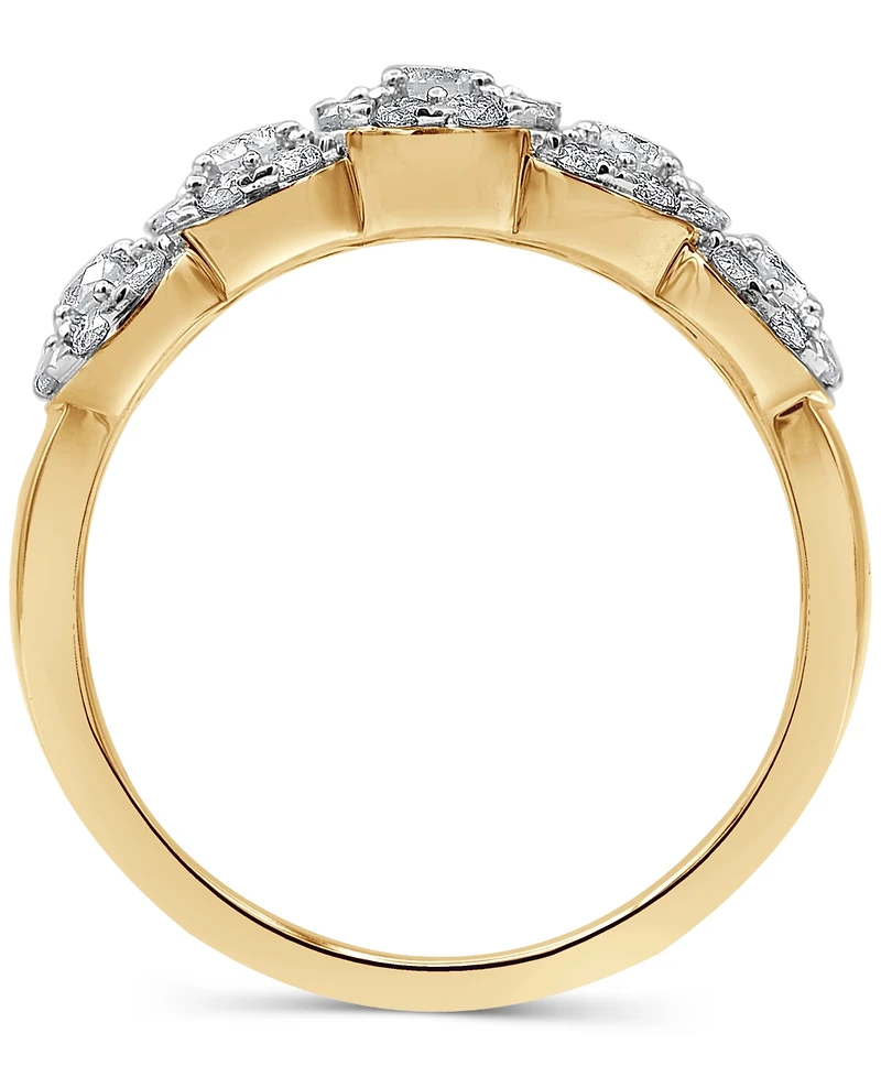 Diamond Five Stone Halo Ring (1 ct. t.w.) in 14k Gold