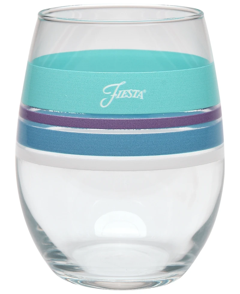 Fiesta Coastal Edgeline 15-Ounce Stemless Wine Glass Set of 4