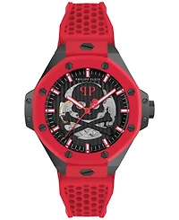 Philipp Plein Men's Automatic Skeleton Royal Red Silicone Strap Watch 46mm