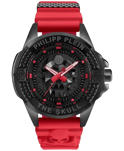 Philipp Plein Men's The Skull Red Silicone Strap Watch 44mm