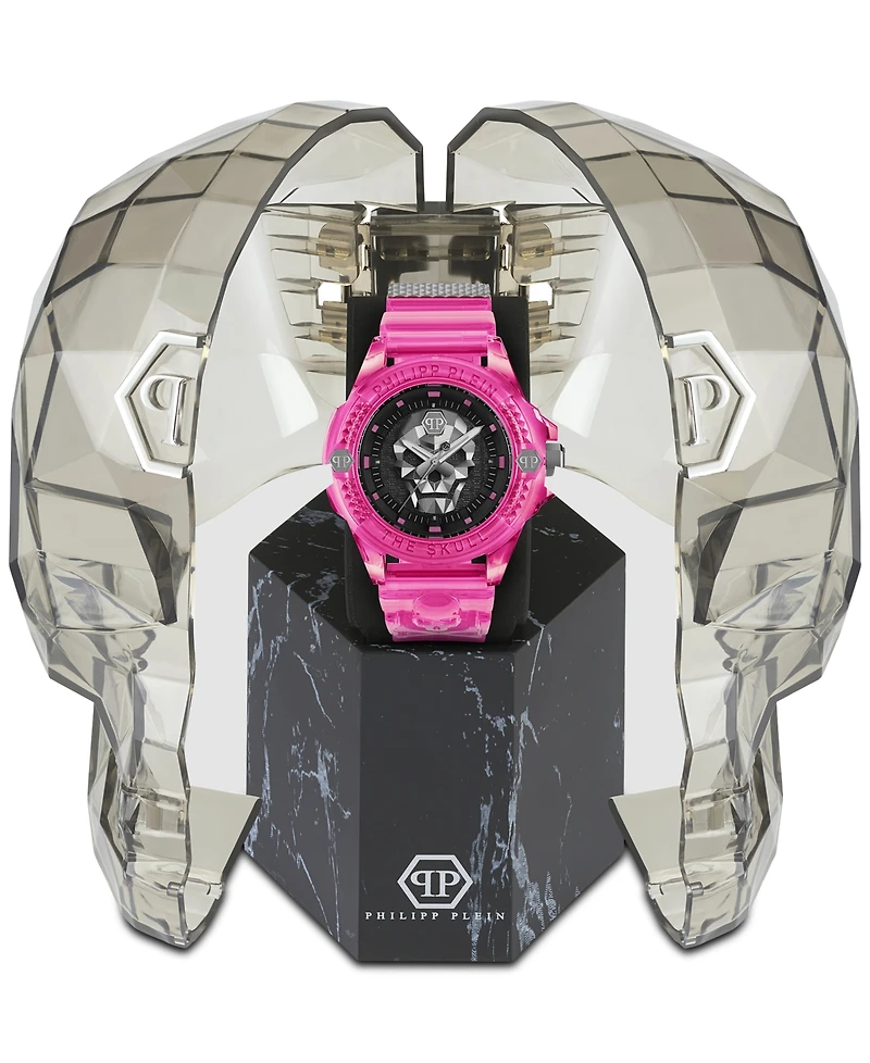 Philipp Plein Unisex The Skull Scuba Duba Pink Silicone Strap Watch 44mm