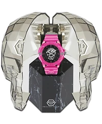 Philipp Plein Unisex The Skull Scuba Duba Pink Silicone Strap Watch 44mm