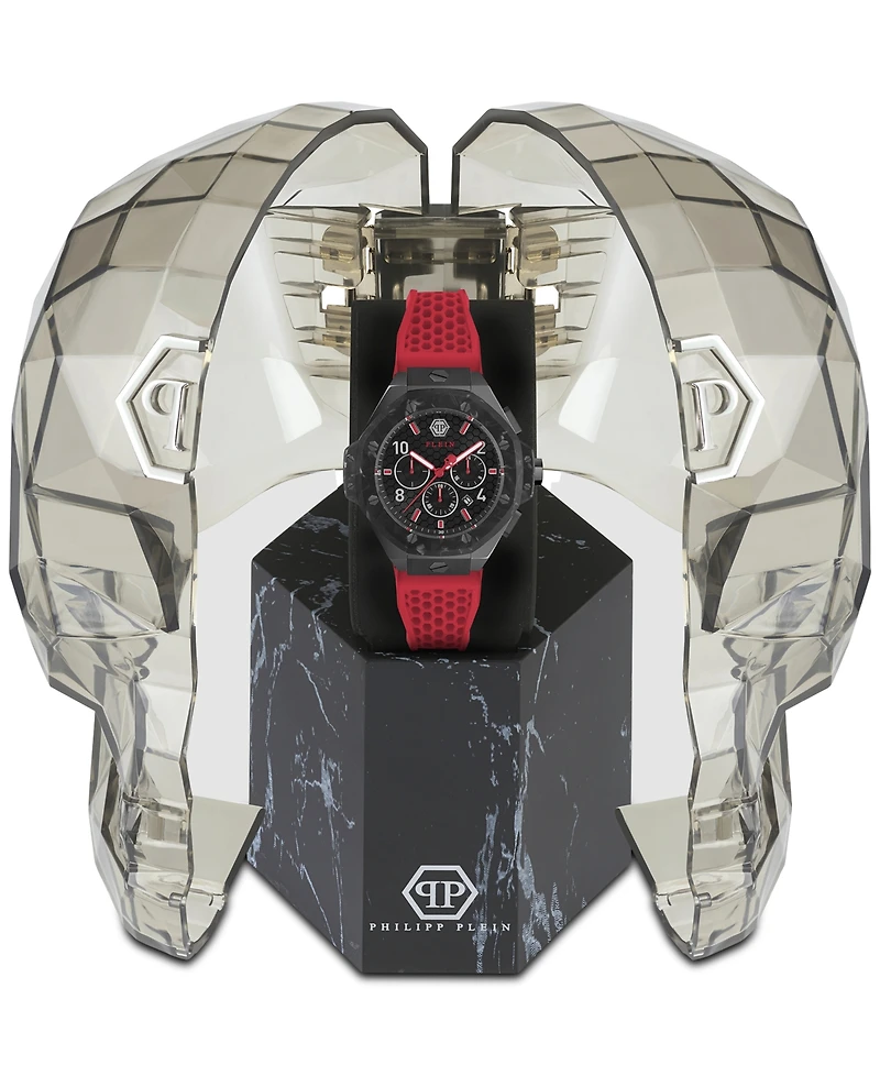 Philipp Plein Men's Chronograph Red Silicone Strap Watch 46mm