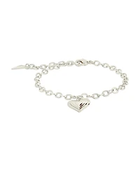 Sterling Forever Silver-Tone or Gold-Tone Beating Heart Charm Bracelet