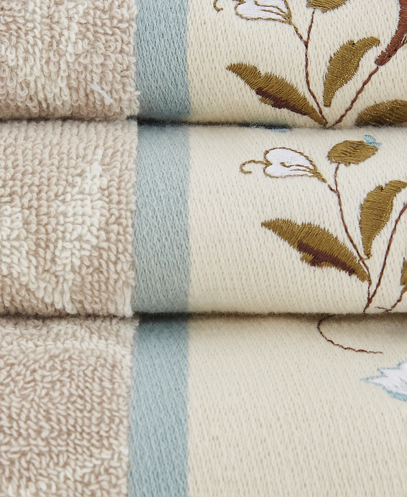 Madison Park Cotton 6-Pc. Embroidered Serene Jacquard Towel Set