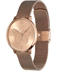 Olivia Burton Women's Signature Butterfly Rose Gold-Tone Stainless Steel Mesh Watch 35mm