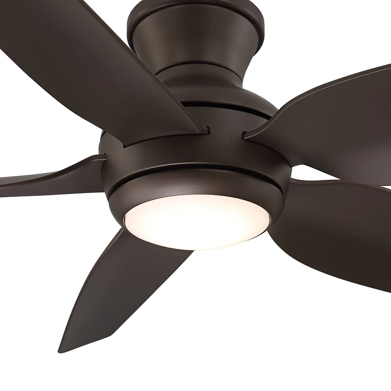 52" Casa Vieja Modern Industrial Hugger Indoor Outdoor Ceiling Fan with Led Light Remote Control Bronze Damp Rated for Patio Exterior House Home